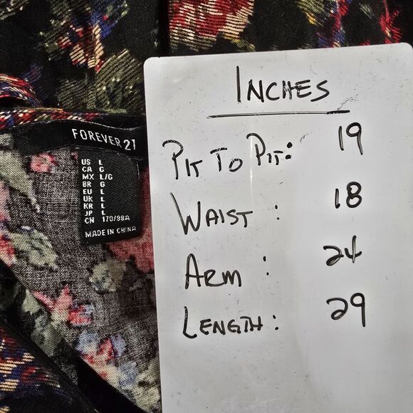 Dark Floral Open Back Top Womens Lge Flare Sleeve Fairy Grunge Moody Cottagegoth - Picture 6 of 7